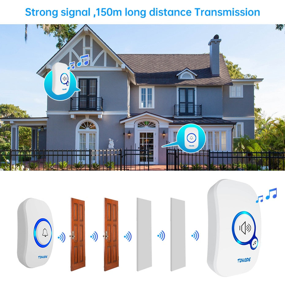 Ringklocka - Dörrklocka - TOWODE M557 Wireless Doorbell Home Security PIR Motion Detector