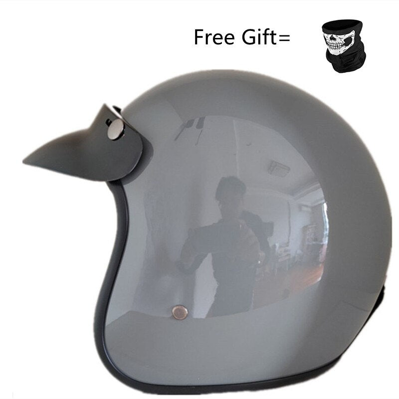 Hjälm - Motorcycle Scooter Open Face Helmet DOT -CE Black LARGE Matte White