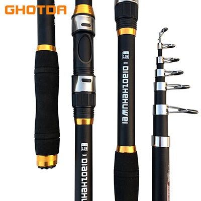 Teleskopiskt Fiskespö från GHOTDA 2.1M -3.6M Carp Fishing Rod feeder Hard FRP Carbon Fiber Telescopic Fishing Rod fishing pole