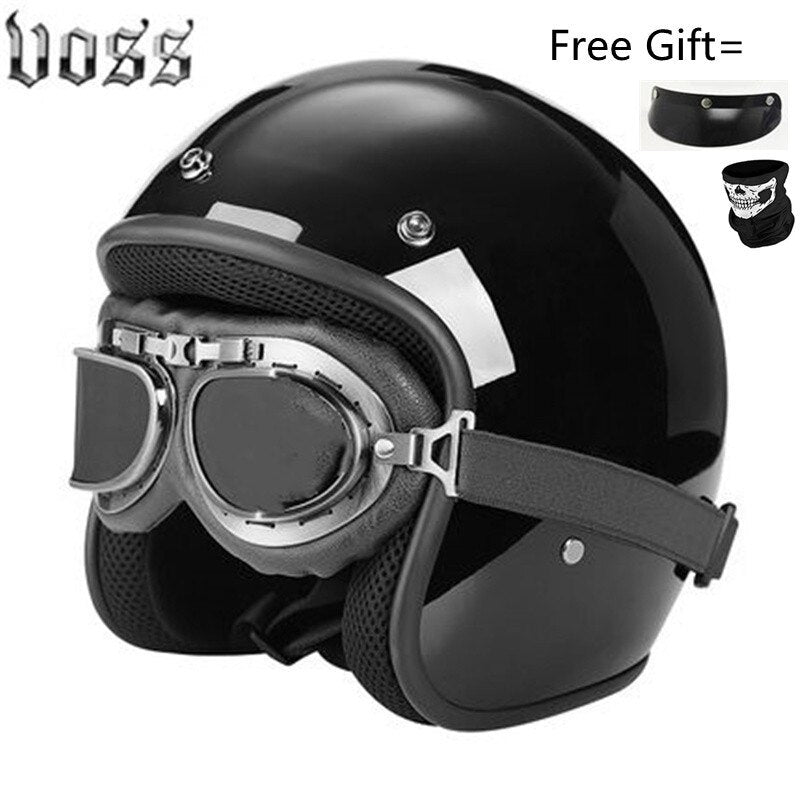 Hjälm - Motorcycle Scooter Open Face Helmet DOT -CE Black LARGE Matte White