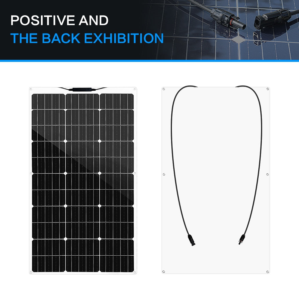 Solpaneler på 100W-1000W för prepping och Off-Grid - Solar Panel, 1000W, Flexible Monocrystalline Solar Cells 1~10PCS 100~1000 Watt PV Module 12V 24V Photovoltaic Off Grid System