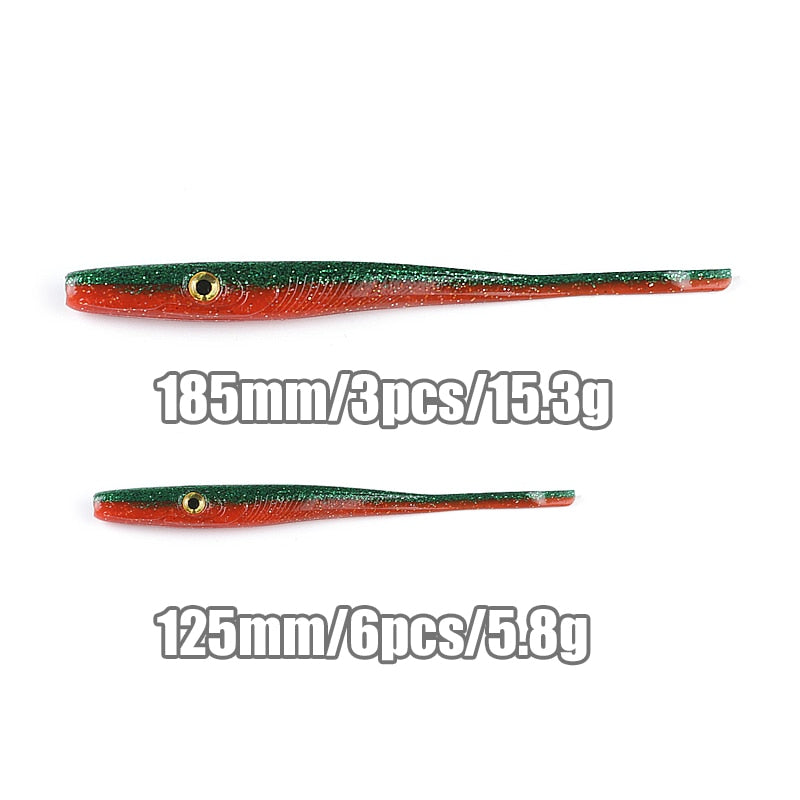 Supercontinent Crazy Slug 185mm/3pcs 125mm/6pcs Soft Fishing Lure Seabass Artificial Bait Silicone Worm Shad Eel Needlefish