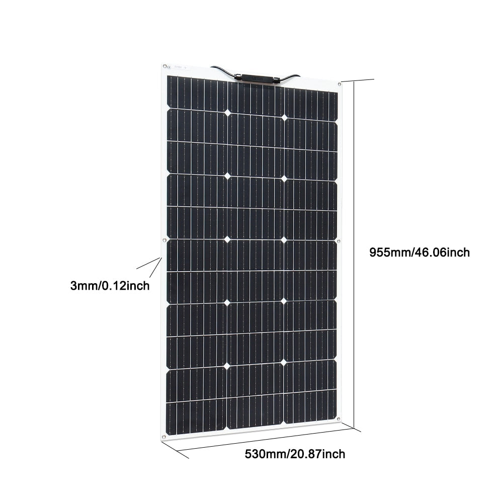 Solpaneler på 100W-1000W för prepping och Off-Grid - Solar Panel, 1000W, Flexible Monocrystalline Solar Cells 1~10PCS 100~1000 Watt PV Module 12V 24V Photovoltaic Off Grid System