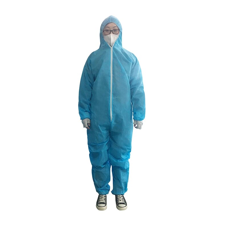 Unisex Sanitary Protection Jumpsuit Hazmat Suit Zip Isolation Protective Disposable Breathable Dustproof Labour Overall