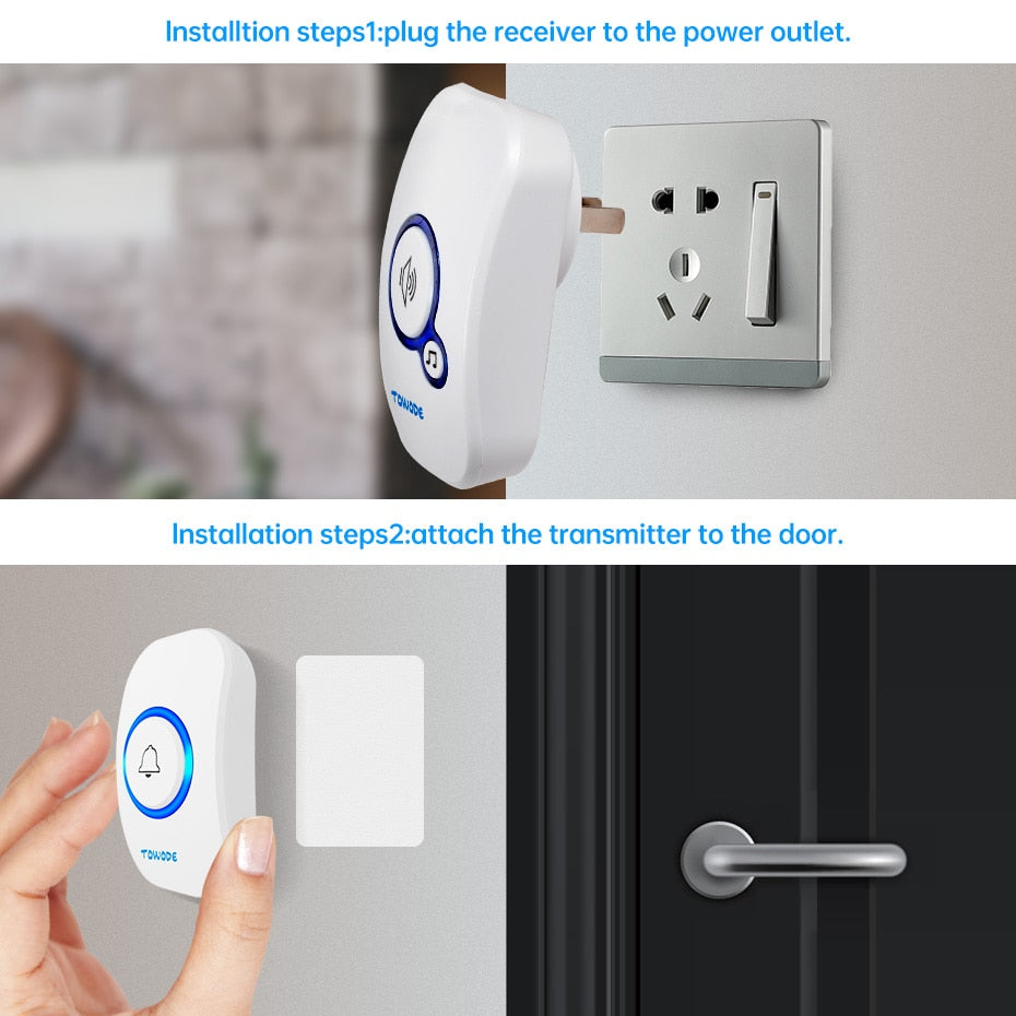 Ringklocka - Dörrklocka - TOWODE M557 Wireless Doorbell Home Security PIR Motion Detector