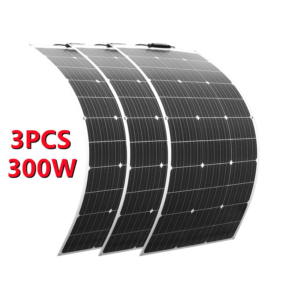 Solpaneler på 100W-1000W för prepping och Off-Grid - Solar Panel, 1000W, Flexible Monocrystalline Solar Cells 1~10PCS 100~1000 Watt PV Module 12V 24V Photovoltaic Off Grid System