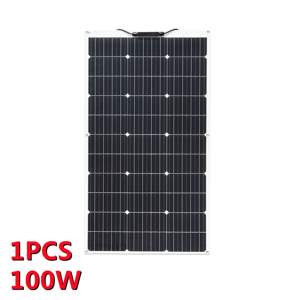 Solpaneler på 100W-1000W för prepping och Off-Grid - Solar Panel, 1000W, Flexible Monocrystalline Solar Cells 1~10PCS 100~1000 Watt PV Module 12V 24V Photovoltaic Off Grid System