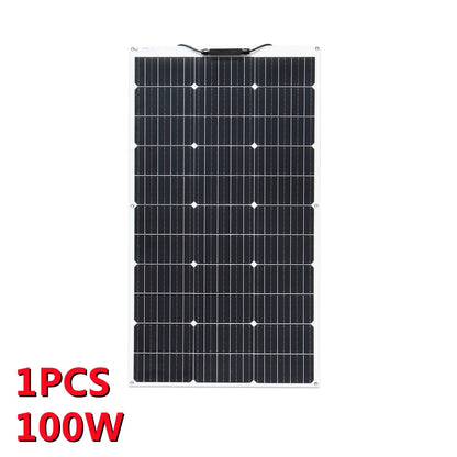 Solpaneler på 100W-1000W för prepping och Off-Grid - Solar Panel, 1000W, Flexible Monocrystalline Solar Cells 1~10PCS 100~1000 Watt PV Module 12V 24V Photovoltaic Off Grid System