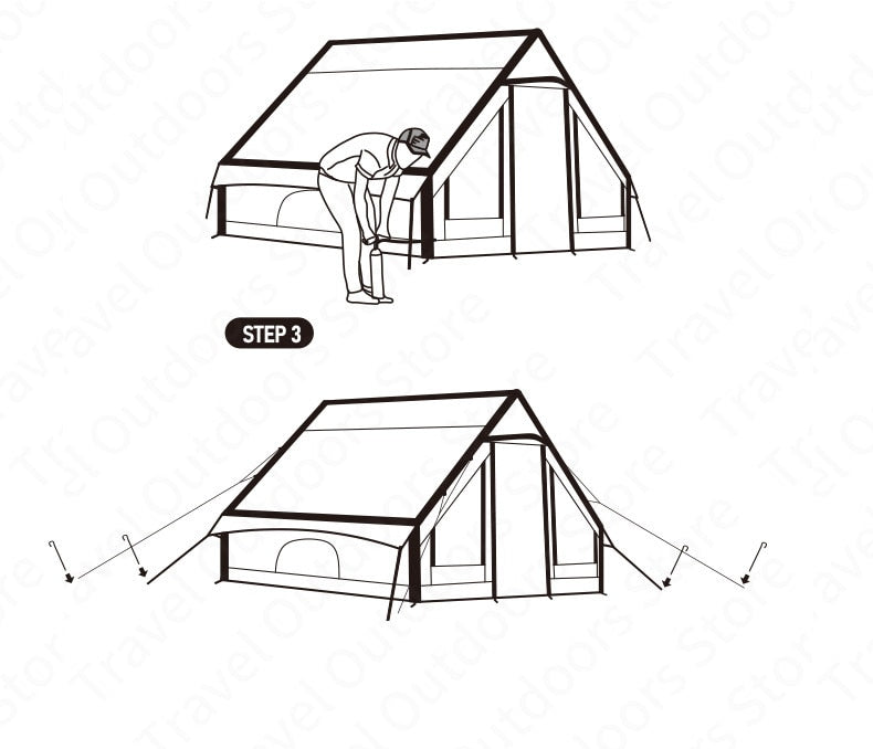 Campingtält på 6,3 m² från Naturehike. Uppblåsbart bomullstält för 3-4 personer