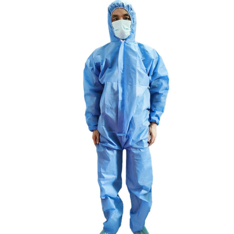 Unisex Sanitary Protection Jumpsuit Hazmat Suit Zip Isolation Protective Disposable Breathable Dustproof Labour Overall