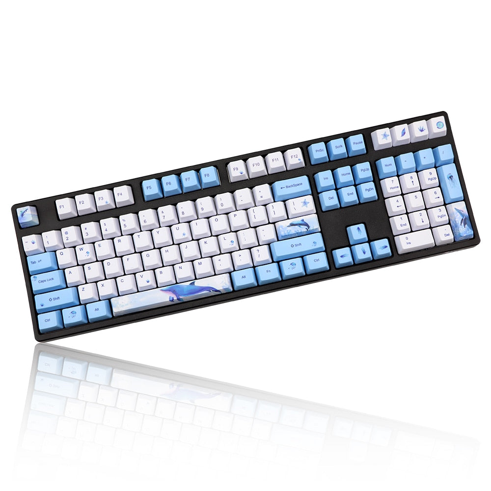 Whale Keycap  dye Subbed PBT 122 Keys OEM Profile Keycaps For Cherry MX Switches TKL87/96/108 keyboard cap