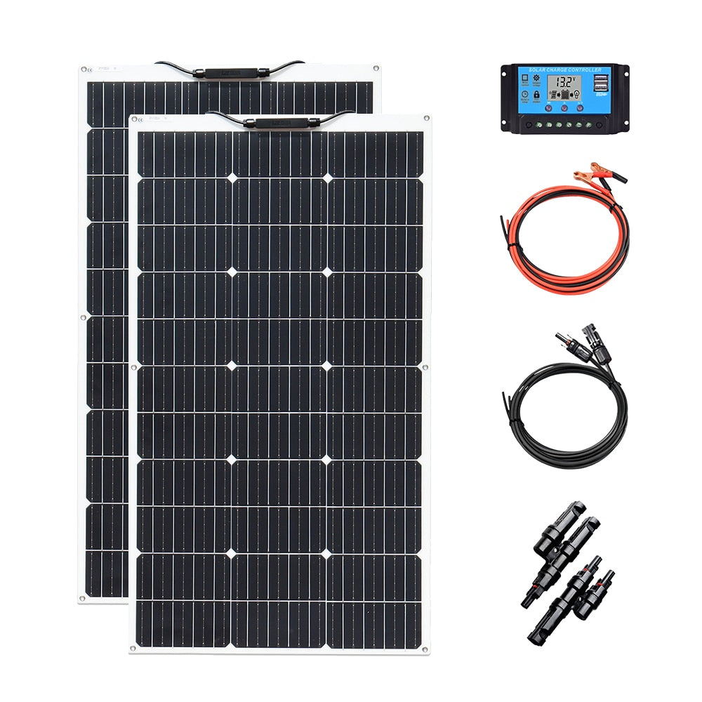 Solpaneler på 100W-1000W för prepping och Off-Grid - Solar Panel, 1000W, Flexible Monocrystalline Solar Cells 1~10PCS 100~1000 Watt PV Module 12V 24V Photovoltaic Off Grid System