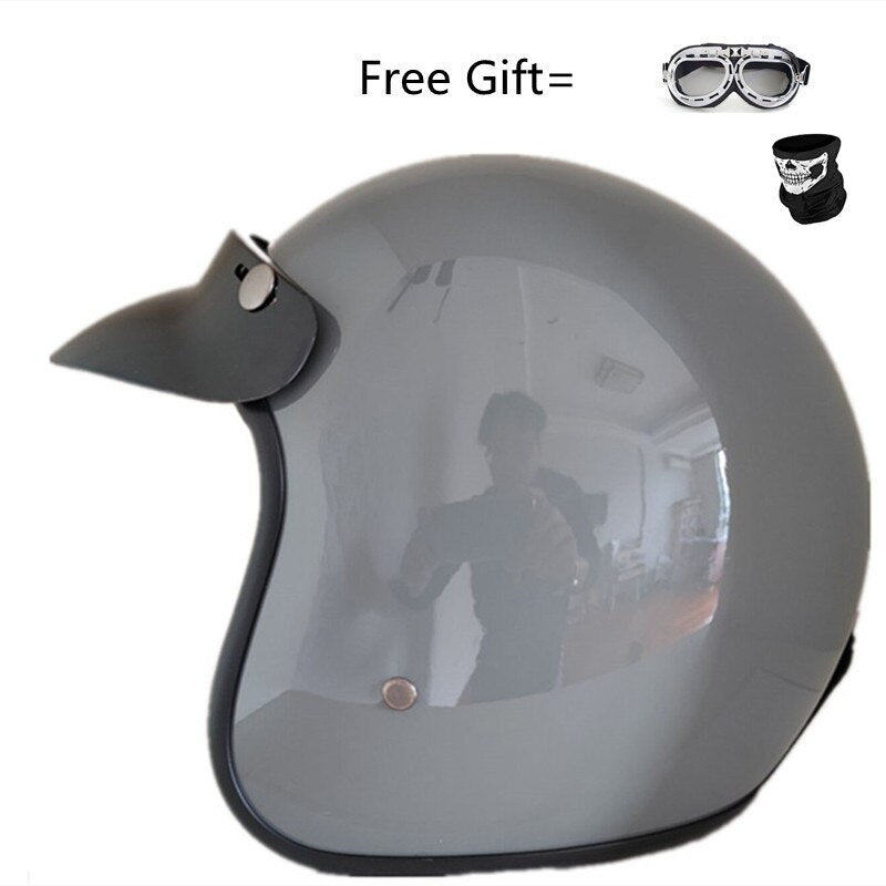 Hjälm - Motorcycle Scooter Open Face Helmet DOT -CE Black LARGE Matte White