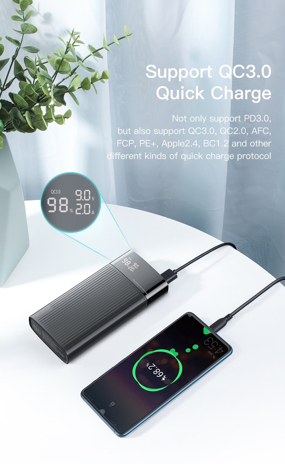 Power Bank 20000mAh QC PD 3.0 - Snabbladdning PowerBank 20000 mAh USB extern batteriladdare för iPhone 14 13