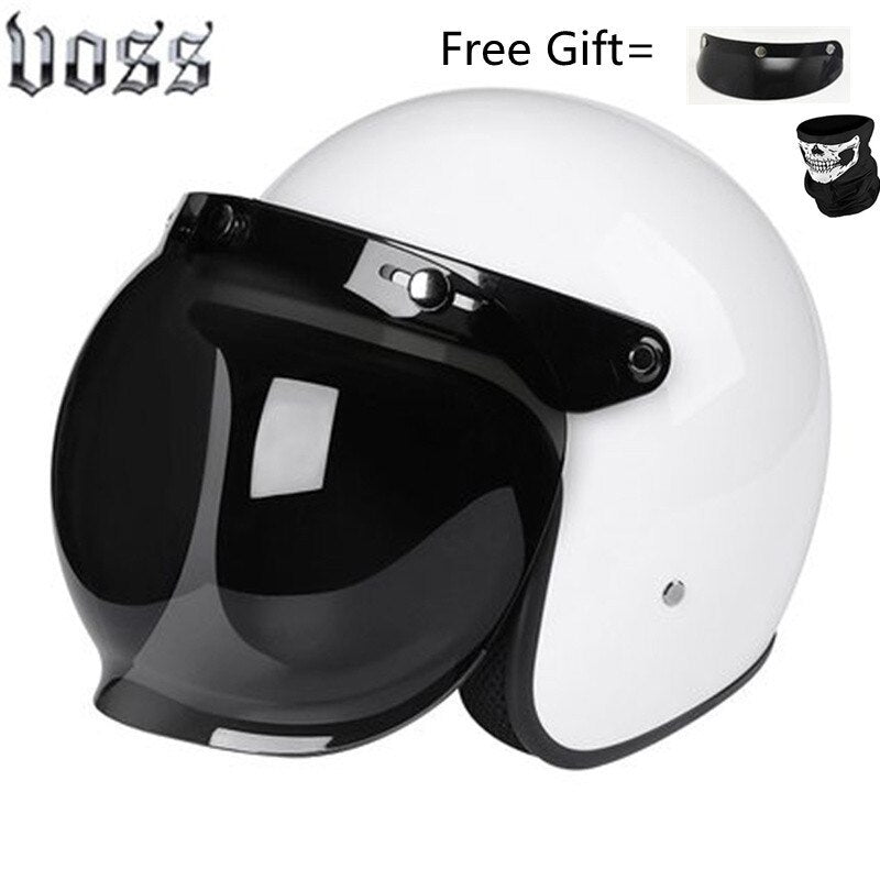 Hjälm - Motorcycle Scooter Open Face Helmet DOT -CE Black LARGE Matte White