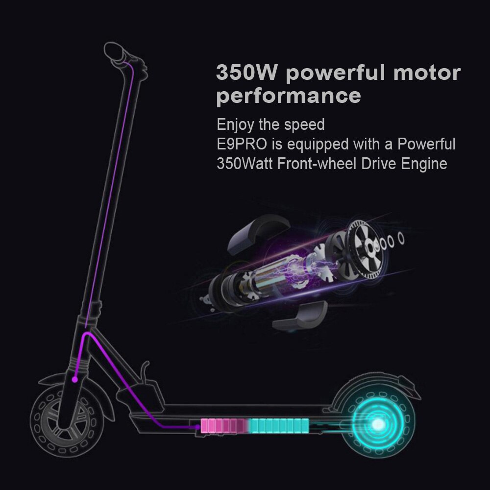 Elscooter - iScooter Original i9Max, Electric Scooter, 500w, 10Ah, 35km/h. Stöldsäker med kontroll via app.