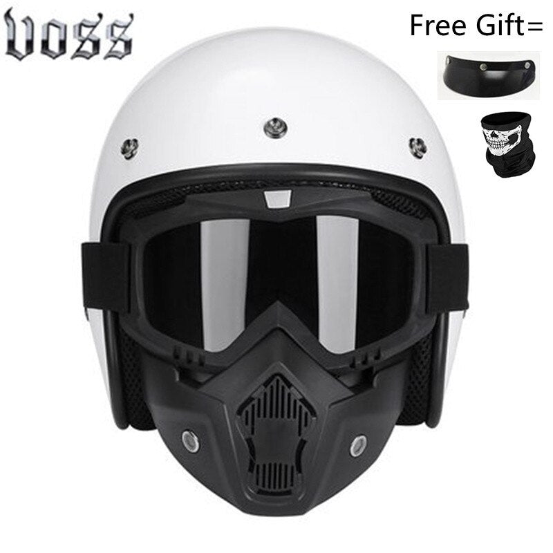 Hjälm - Motorcycle Scooter Open Face Helmet DOT -CE Black LARGE Matte White