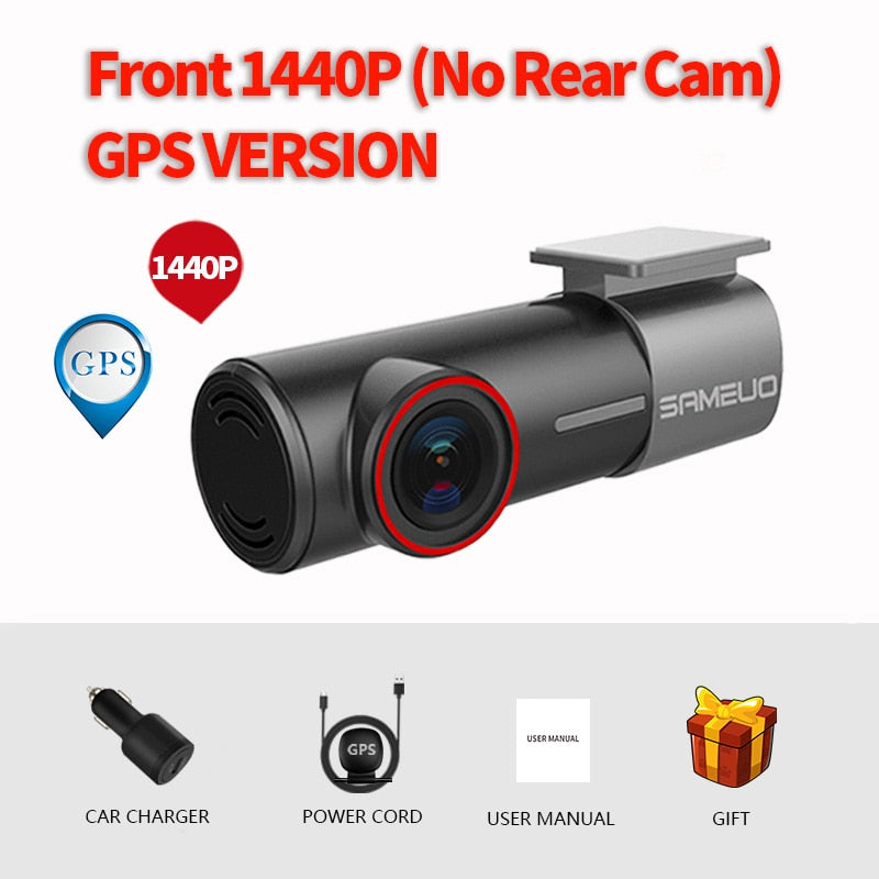 Parkeringsmonitor - Bilkamera - SAMEUO U700 Dash Camera Recorder QHD 1944P Bil DVR med 2 cam dashcam WiFi Video Recorder 24H