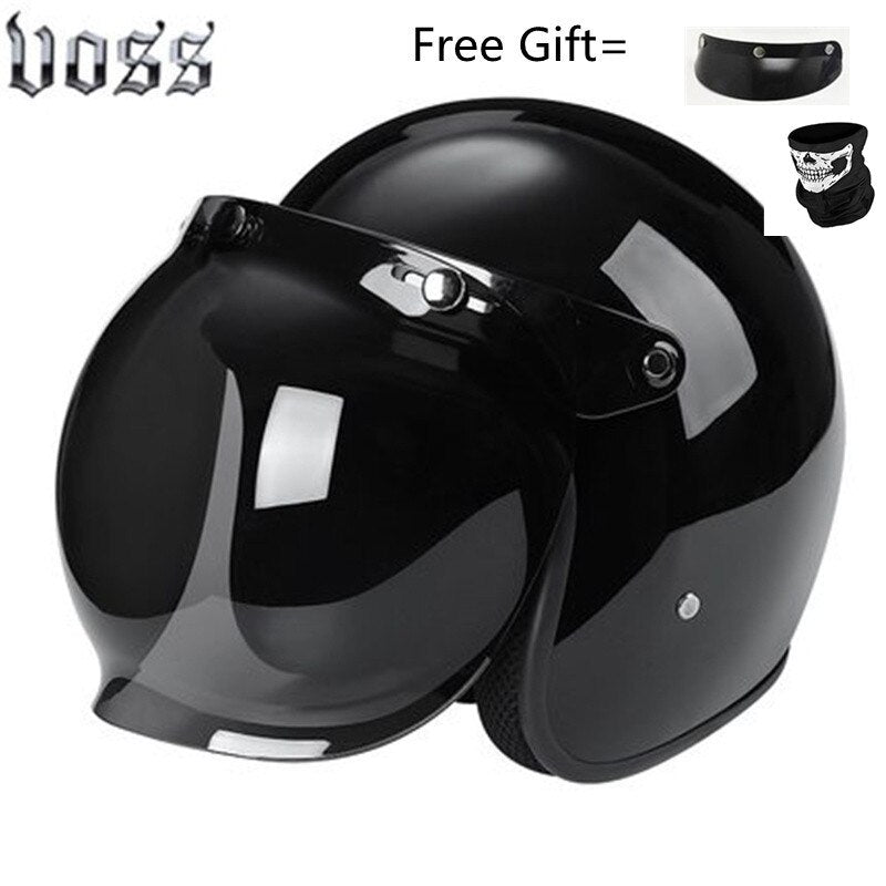 Hjälm - Motorcycle Scooter Open Face Helmet DOT -CE Black LARGE Matte White