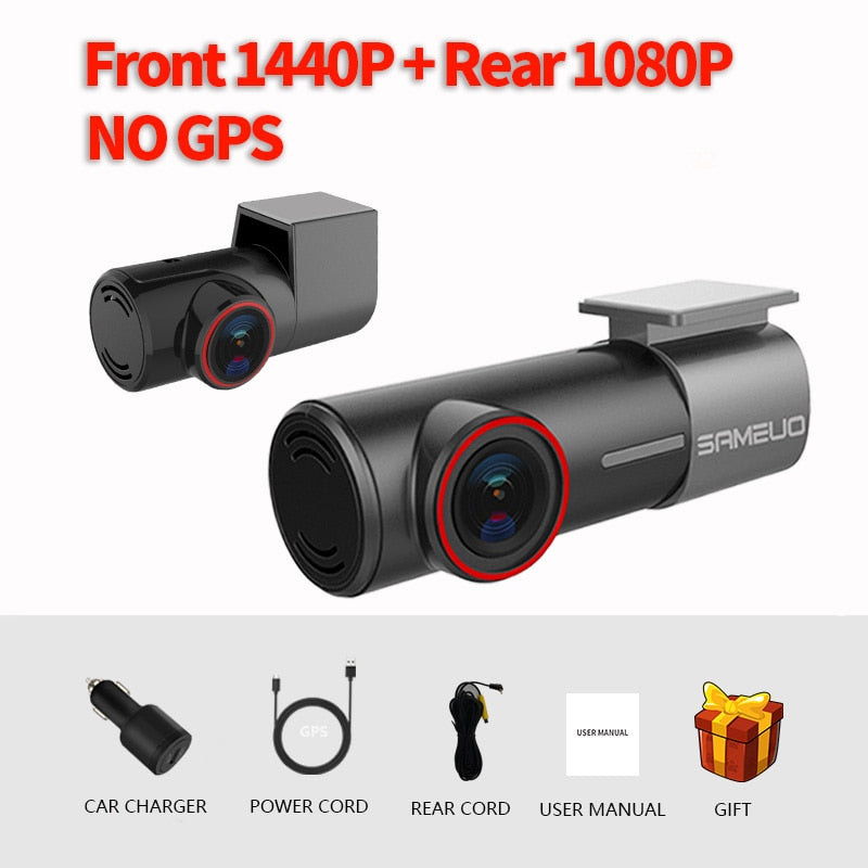 Parkeringsmonitor - Bilkamera - SAMEUO U700 Dash Camera Recorder QHD 1944P Bil DVR med 2 cam dashcam WiFi Video Recorder 24H