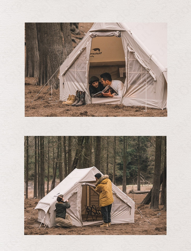 Campingtält på 6,3 m² från Naturehike. Uppblåsbart bomullstält för 3-4 personer