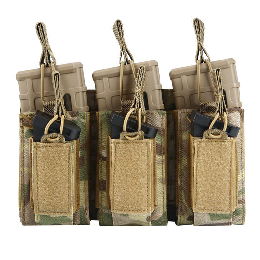 Pistol Magasin - Triple Mag Pouch Open-Top Rifle Mag Pouches and Pistol Magazine Pouches for M4 M16 AK Molle Backpack Airsoft Military Gear