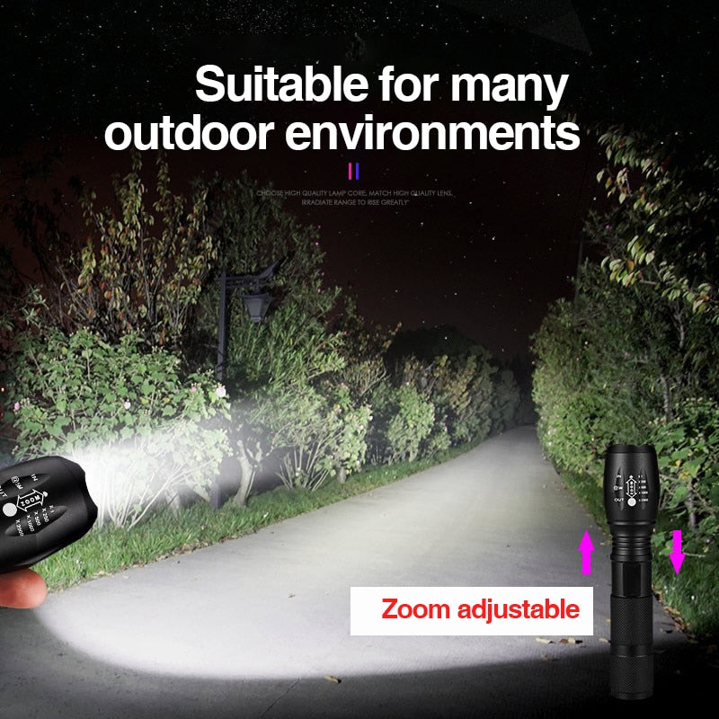 Ficklampa A100 LED Rechargeable Zoom Mini Power Torch Flashlight T6