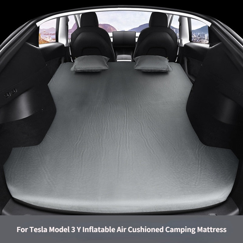 Tesla Model 3 Model Y 2017-2022 Luftmadrass Inflatable Air Mattress Outdoor Camping Inflatable Special Suede Fabric Car Travel Bed