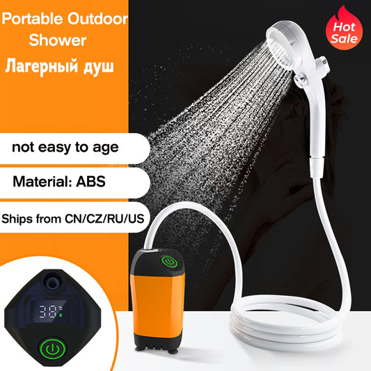 Campingdusch - Portable Electric Shower Pump IPX7 Waterproof & Digital Display for Camping