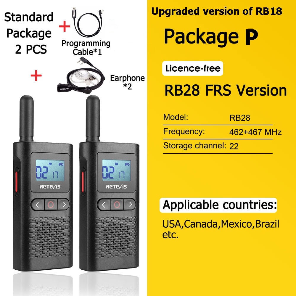 Walkie Talkie Retevis RB618 - Tvåvägsradio för jakt - Mini Walkie Talkie Rechargeable Walkie-Talkies 1 or 2 pcs PTT PMR446 Long Range Portable Two-way Radio For Hunting