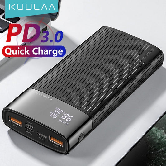 Power Bank 20000mAh QC PD 3.0 - Snabbladdning PowerBank 20000 mAh USB extern batteriladdare för iPhone 14 13