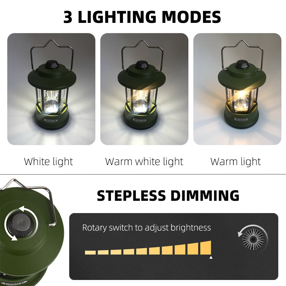 Campinglampa - Uppladdningsbara och bärbara lyktor som laddas med USB-C LED nödtältsljus