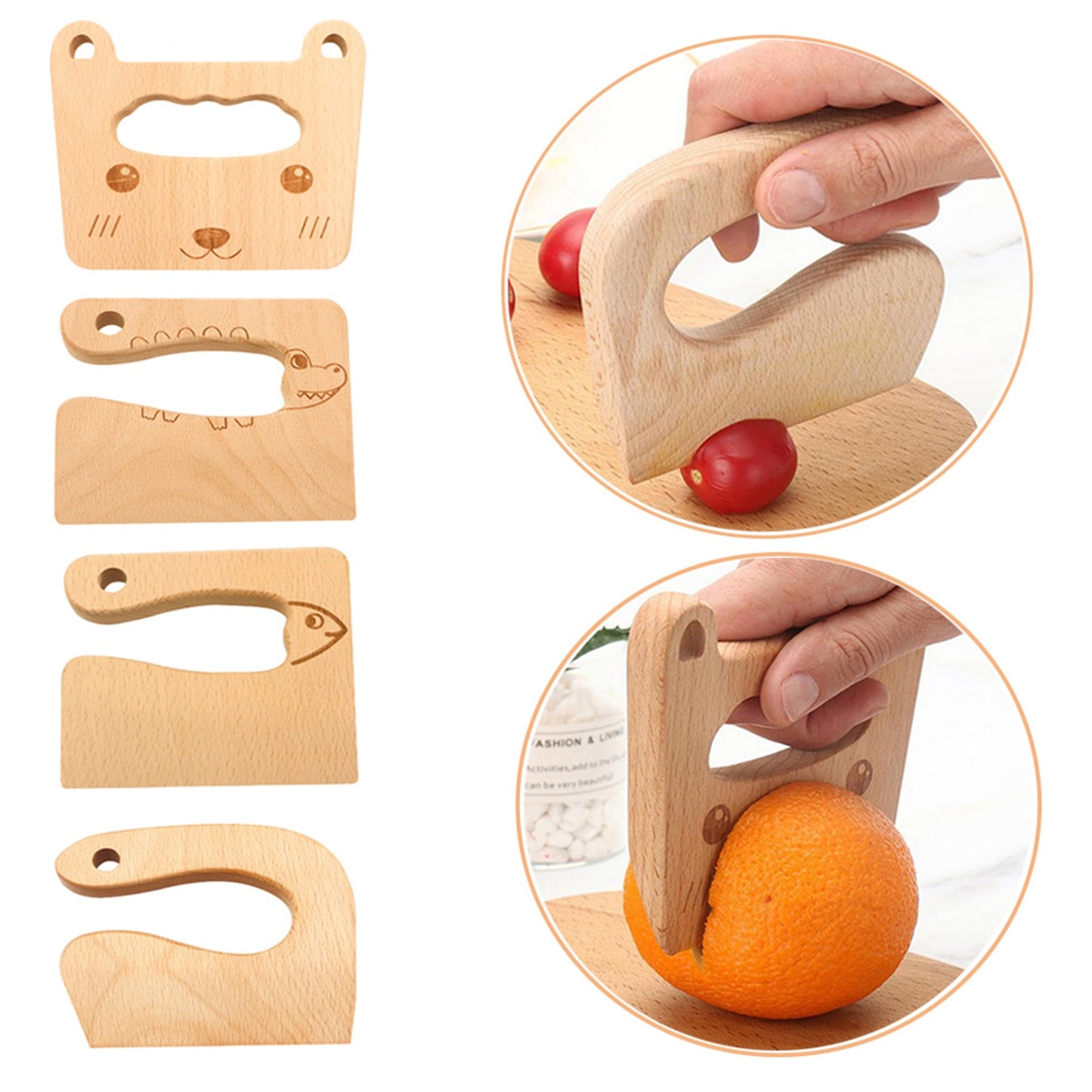 Safe Kitchen Cutting Toy Kids Wooden Cooking CutterFish-Shaped Children'S Kitchen Tools Cute Vegetables Fruits Knife Safety