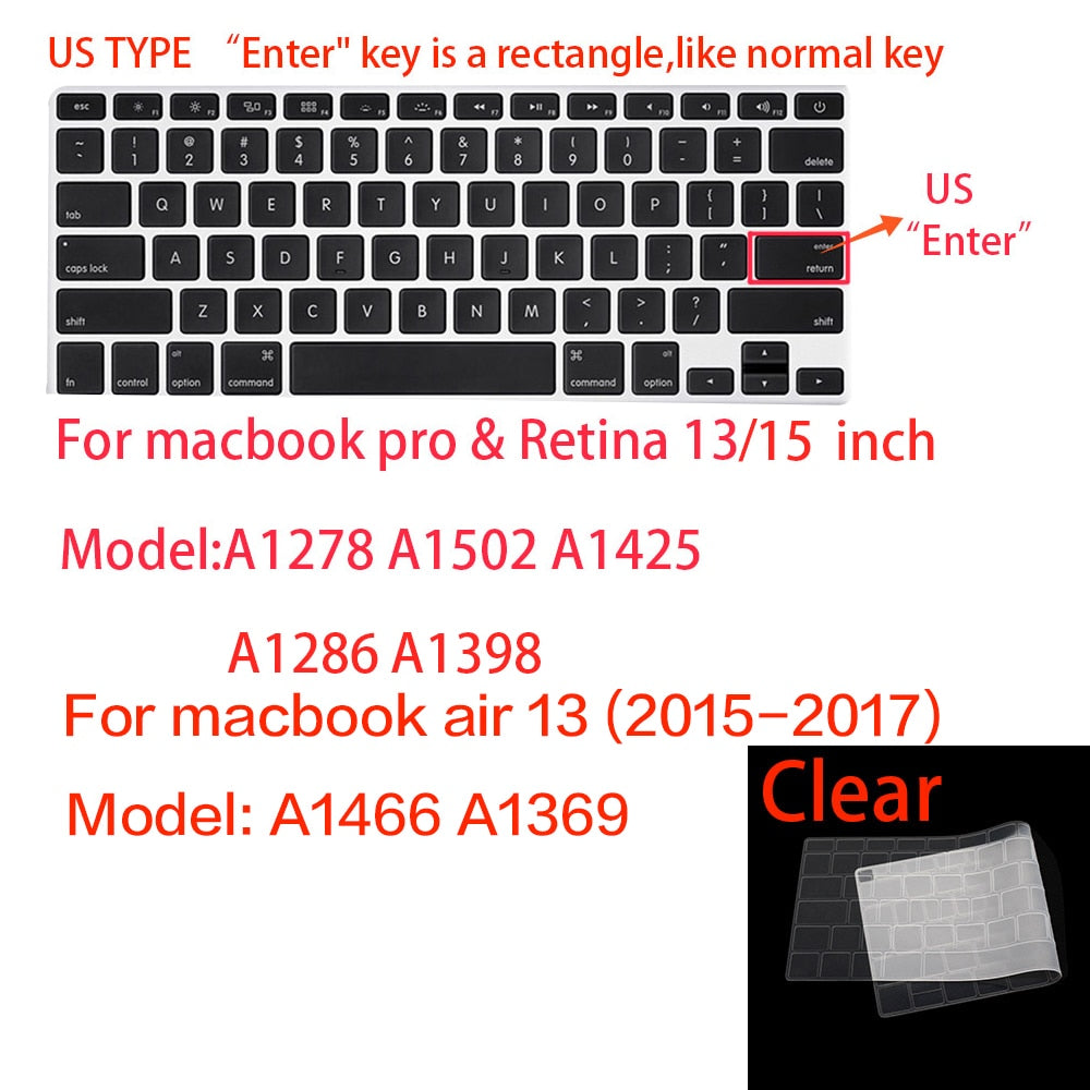 Tangentbordsskydd för Apple Macbook Pro 13/11 Air 13/15 retina Transparent