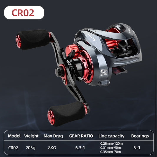 Multirulle - Baitcasting Reel High Speed 6.3:1 Gear Ratio 12+1BB Fresh Saltwater Magnetic Brake System Ultralight Fishing CR04 Series