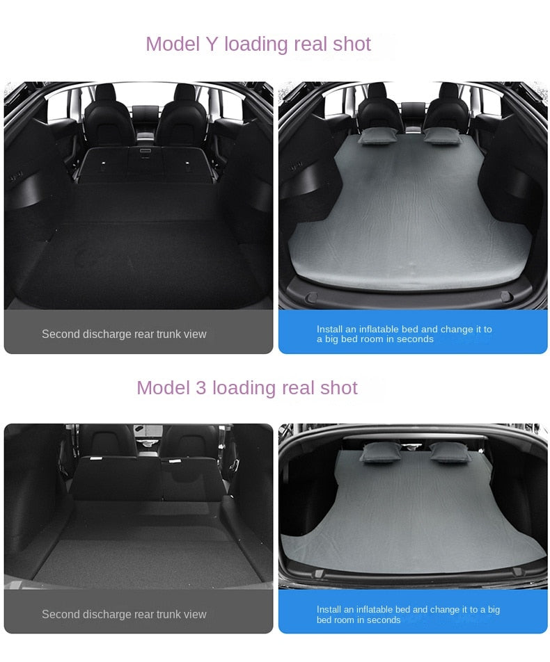 Tesla Model 3 Model Y 2017-2022 Luftmadrass Inflatable Air Mattress Outdoor Camping Inflatable Special Suede Fabric Car Travel Bed