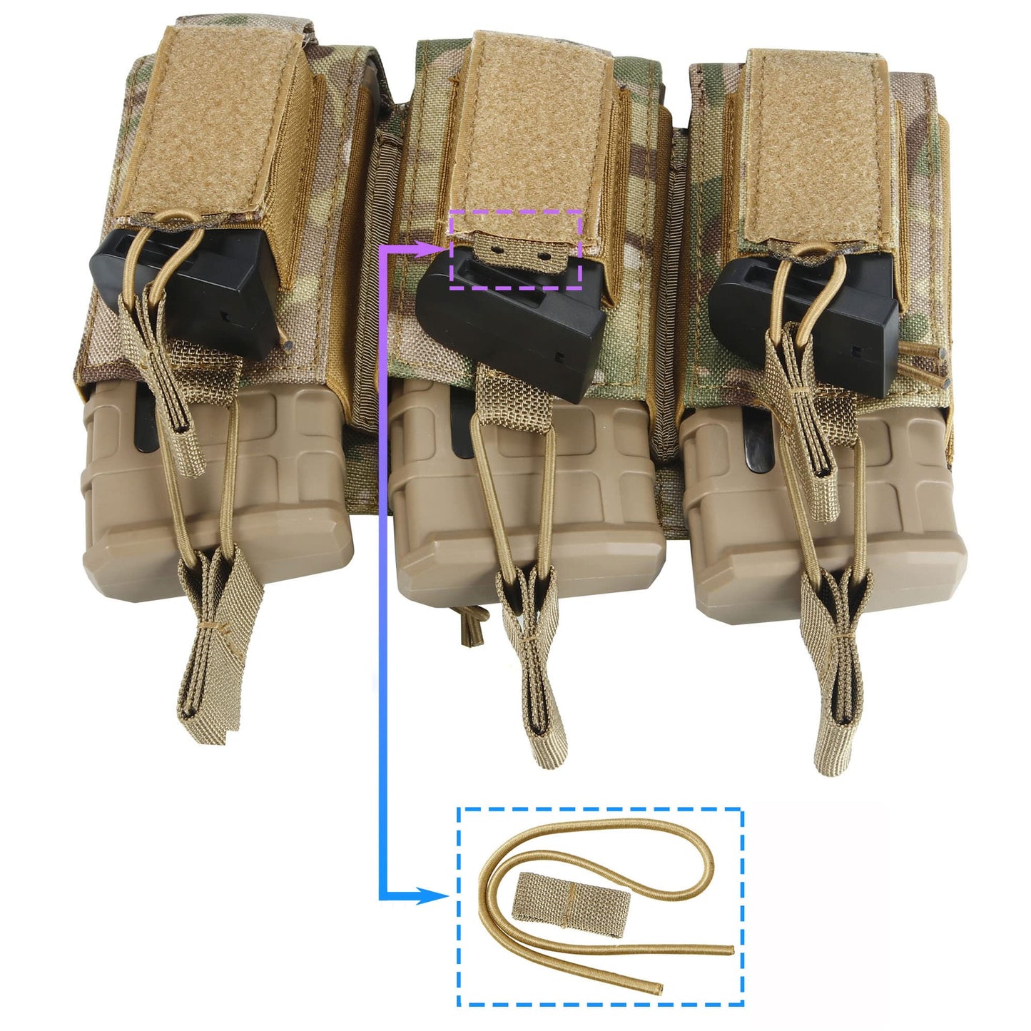 Pistol Magasin - Triple Mag Pouch Open-Top Rifle Mag Pouches and Pistol Magazine Pouches for M4 M16 AK Molle Backpack Airsoft Military Gear