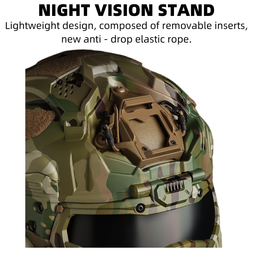 Tactical Assault Helmet - Modern Militärhjälm med Skyddsmask och Headset - Inkl Night Vision Fäste