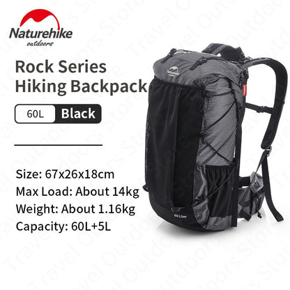 Vandringsväska från Naturehike Outdoor Bag 60L Vattentät klätterryggsäck Sportväska med hög kapacitet Herr/Kvinnor Ultralätt Vandringsreseryggsäck