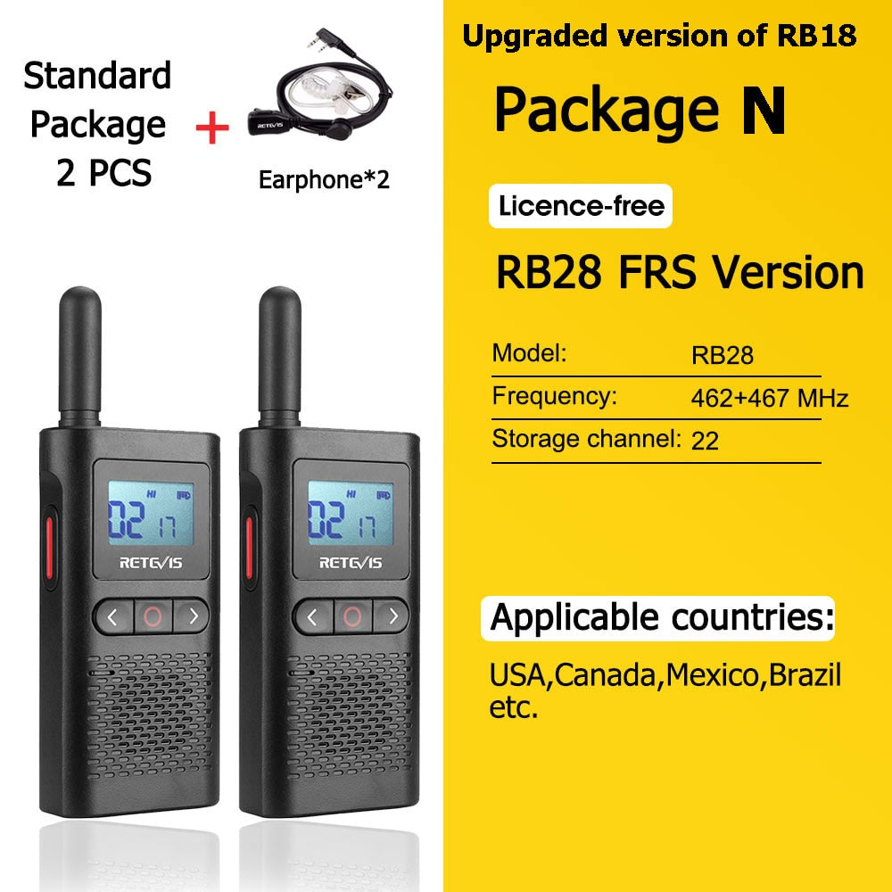 Walkie Talkie Retevis RB618 - Tvåvägsradio för jakt - Mini Walkie Talkie Rechargeable Walkie-Talkies 1 or 2 pcs PTT PMR446 Long Range Portable Two-way Radio For Hunting