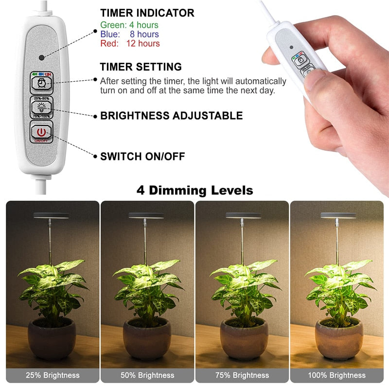 Odlingslampa - LED Grow Light, Full Spectrum 5V, USB