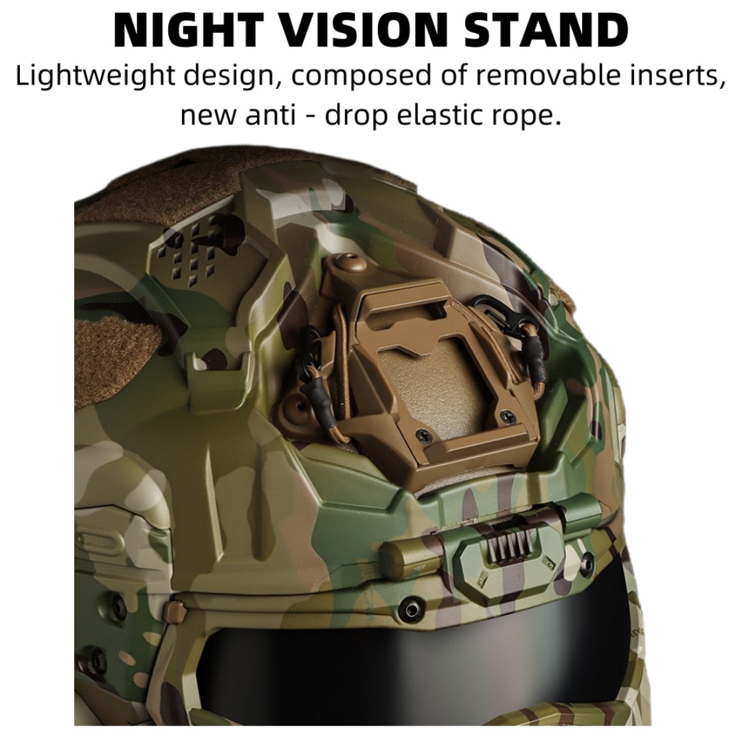 Tactical Assault Helmet - Modern Militärhjälm med Skyddsmask och Headset - Inkl Night Vision Fäste