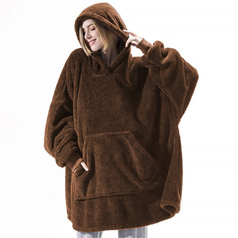 Oversized Fleece Huvtröja - Winter Fleece Hoodie - Varm Hoodie filt