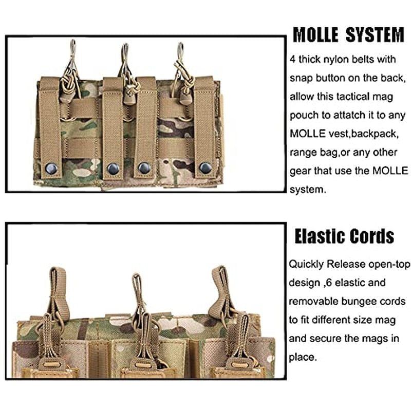 Pistol Magasin - Triple Mag Pouch Open-Top Rifle Mag Pouches and Pistol Magazine Pouches for M4 M16 AK Molle Backpack Airsoft Military Gear