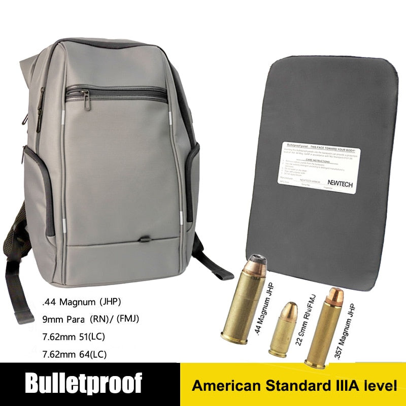 Skottsäker Ryggsäck - Skolväska - NIJ IIIA 3A Ballistic Bulletproof Backpack t.44 Mag 9mm Anti-Bullet