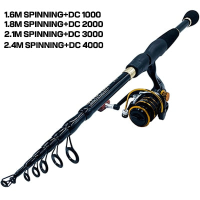 Portable Ultralight Fishing Rod With Reinforced Reel Fishing Set  1.6 1.8 2.1 2.4m