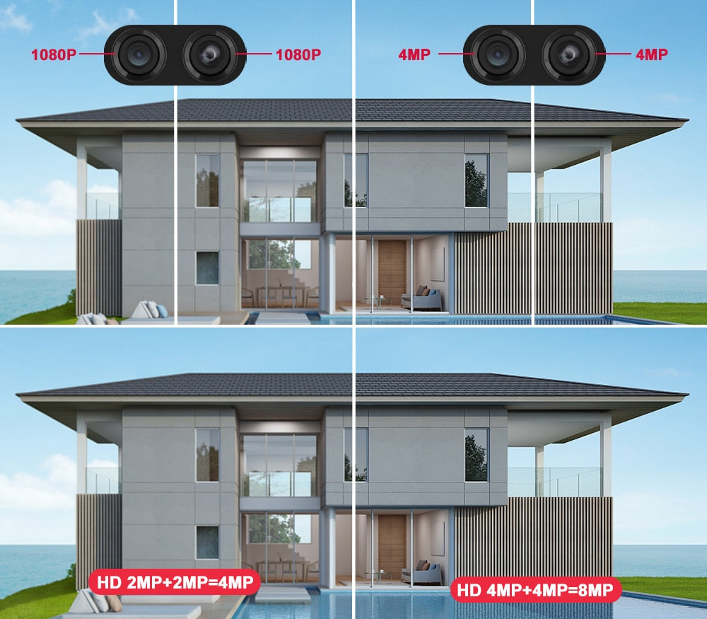 Övervakningskamera med intelligent AI - IP Camera Wifi/4G Sim Card PTZ HD 4MP 8MP Dual Lens 2.8mm-8mm