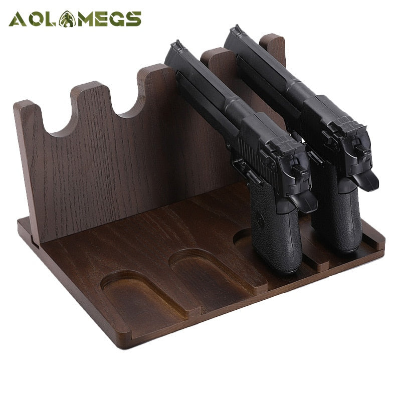 Wooden Gun Display Rack for Pistol StorageGun/Handgun HolderGun Rack Stand Allows for Storage of 4 Firearms Safe Storage Rack