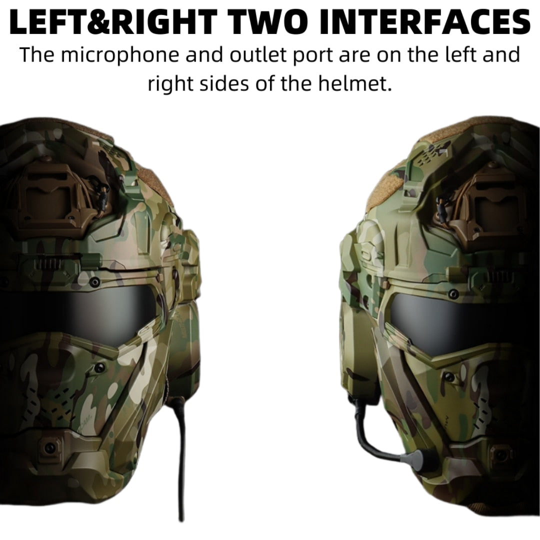 Tactical Assault Helmet - Modern Militärhjälm med Skyddsmask och Headset - Inkl Night Vision Fäste