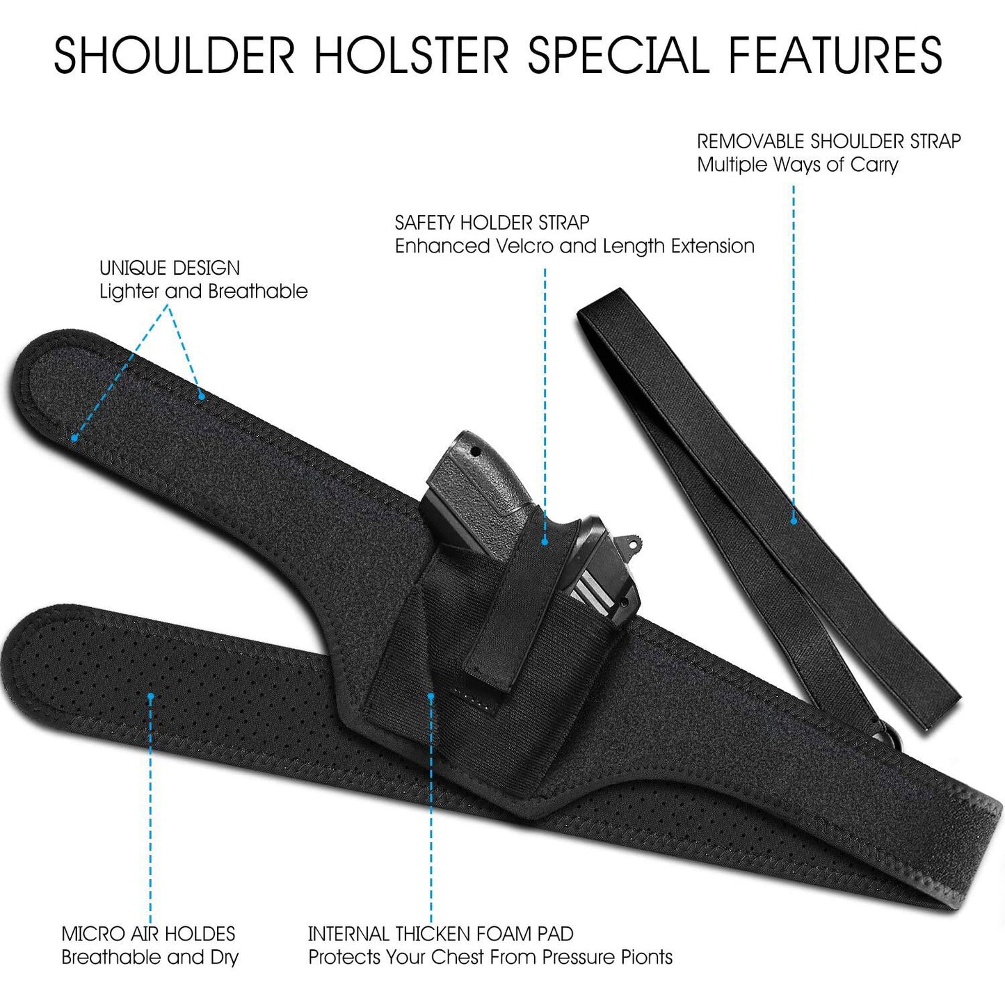 Pistolhölster - Underarm Hidden Gun Holster Shoulder Holster Right Hand Tactical Handgun Carry Pouch Bullet Clip Sleeve Glock 17 19 Holder